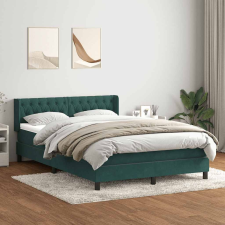 vidaXL sötétzöld bársony rugós ágy matraccal 160x220 cm ágy és ágykellék