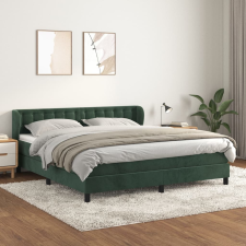 vidaXL sötétzöld bársony rugós ágy matraccal 180x200 cm ágy és ágykellék