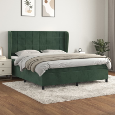 vidaXL sötétzöld bársony rugós ágy matraccal 180x200 cm ágy és ágykellék