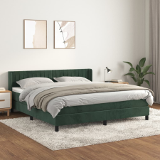 vidaXL sötétzöld bársony rugós ágy matraccal 180x200 cm ágy és ágykellék