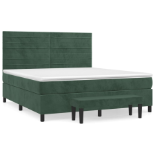 vidaXL sötétzöld bársony rugós ágy matraccal 180x200 cm (3137920) ágy és ágykellék