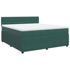 vidaXL sötétzöld bársony rugós ágy matraccal 180x200 cm (3287815) ágy és ágykellék