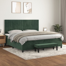 vidaXL sötétzöld bársony rugós ágy matraccal 200x200 cm ágy és ágykellék