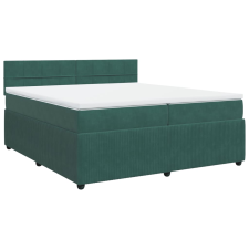 vidaXL sötétzöld bársony rugós ágy matraccal 200x200 cm (3287833) ágy és ágykellék