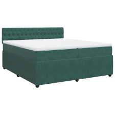 vidaXL sötétzöld bársony rugós ágy matraccal 200x200 cm (3287839) ágy és ágykellék