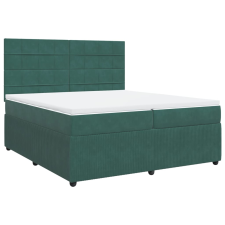 vidaXL sötétzöld bársony rugós ágy matraccal 200x200 cm (3292433) ágy és ágykellék
