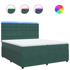 vidaXL sötétzöld bársony rugós ágy matraccal 200x200 cm (3294745) ágy és ágykellék