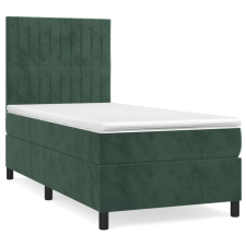 vidaXL sötétzöld bársony rugós ágy matraccal 80 x 200 cm (3143112) ágy és ágykellék