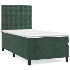 vidaXL sötétzöld bársony rugós ágy matraccal 80 x 200 cm (3143232) ágy és ágykellék