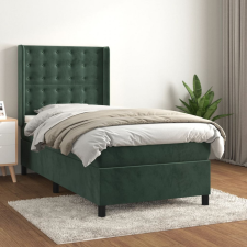 vidaXL Sötétzöld bársony rugós ágy matraccal 90 x 200 cm ágy és ágykellék
