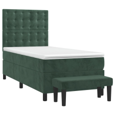 vidaXL sötétzöld bársony rugós ágy matraccal 90 x 200 cm ágy és ágykellék