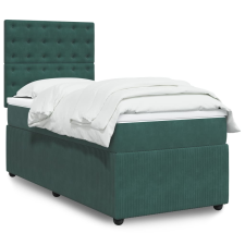 vidaXL sötétzöld bársony rugós ágy matraccal 90 x 200 cm ágy és ágykellék