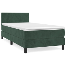 vidaXL sötétzöld bársony rugós ágy matraccal 90 x 200 cm (3141164) ágy és ágykellék