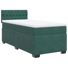 vidaXL sötétzöld bársony rugós ágy matraccal 90 x 200 cm (3286219) ágy és ágykellék