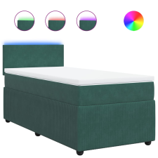 vidaXL sötétzöld bársony rugós ágy matraccal 90 x 200 cm (3289935) ágy és ágykellék