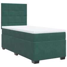 vidaXL sötétzöld bársony rugós ágy matraccal 90 x 200 cm (3290813) ágy és ágykellék