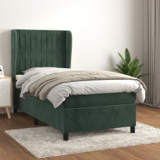 vidaXL sötétzöld bársony rugós ágy matraccal 90x190 cm ágy és ágykellék