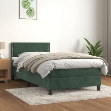 vidaXL sötétzöld bársony rugós ágy matraccal 90x190 cm ágy és ágykellék