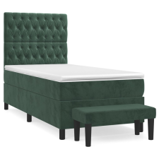 vidaXL sötétzöld bársony rugós ágy matraccal 90x190 cm ágy és ágykellék