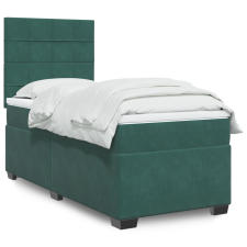 vidaXL sötétzöld bársony rugós ágy matraccal 90x190 cm ágy és ágykellék