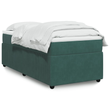 vidaXL sötétzöld bársony rugós ágy matraccal 90x190 cm ágy és ágykellék