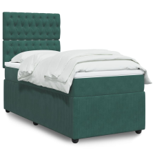 vidaXL sötétzöld bársony rugós ágy matraccal 90x190 cm ágy és ágykellék
