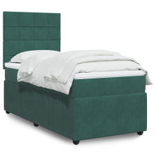 vidaXL sötétzöld bársony rugós ágy matraccal 90x190 cm ágy és ágykellék