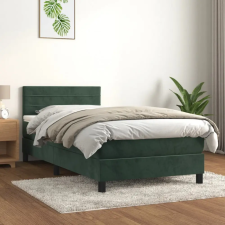 vidaXL sötétzöld bársony rugós ágy matraccal 90x190 cm ágy és ágykellék