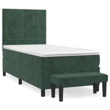 vidaXL sötétzöld bársony rugós ágy matraccal 90x190 cm (3137818) ágy és ágykellék