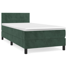vidaXL sötétzöld bársony rugós ágy matraccal 90x190 cm (3141278) ágy és ágykellék
