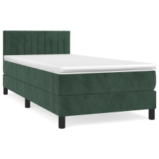 vidaXL sötétzöld bársony rugós ágy matraccal 90x190 cm (3141398) ágy és ágykellék