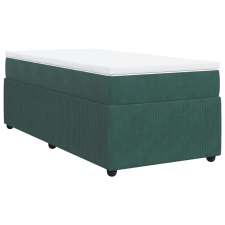 vidaXL sötétzöld bársony rugós ágy matraccal 90x190 cm (3285611) ágy és ágykellék