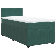 vidaXL sötétzöld bársony rugós ágy matraccal 90x190 cm (3287611) ágy és ágykellék
