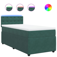 vidaXL sötétzöld bársony rugós ágy matraccal 90x190 cm (3289917) ágy és ágykellék