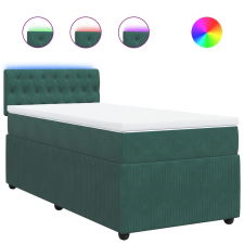 vidaXL sötétzöld bársony rugós ágy matraccal 90x190 cm (3289923) ágy és ágykellék
