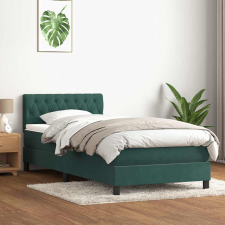vidaXL sötétzöld bársony rugós ágy matraccal 90x210 cm ágy és ágykellék