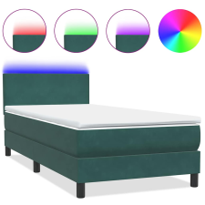 vidaXL sötétzöld bársony rugós ágy matraccal 90x210 cm (3316674) ágy és ágykellék