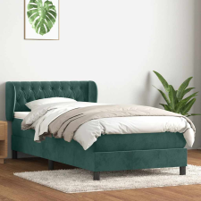 vidaXL sötétzöld bársony rugós ágy matraccal 90x220 cm ágy és ágykellék