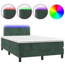 vidaXL sötétzöld bársony rugós és LED-es ágy matraccal 120x190 cm ágy és ágykellék