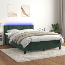 vidaXL sötétzöld bársony rugós és LED-es ágy matraccal 140x190 cm ágy és ágykellék