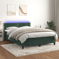 vidaXL sötétzöld bársony rugós és LED-es ágy matraccal 140x200 cm ágy és ágykellék