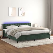 vidaXL Sötétzöld bársony rugós és LED-es ágy matraccal 200x200 cm ágy és ágykellék