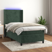 vidaXL sötétzöld bársony rugós és LED-es ágy matraccal 80 x 200 cm ágy és ágykellék