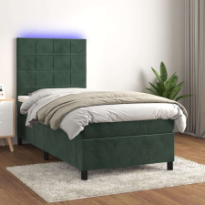 vidaXL sötétzöld bársony rugós és LED-es ágy matraccal 80 x 200 cm ágy és ágykellék