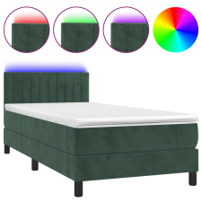 vidaXL sötétzöld bársony rugós és LED-es ágy matraccal 80 x 200 cm (3134492) ágy és ágykellék