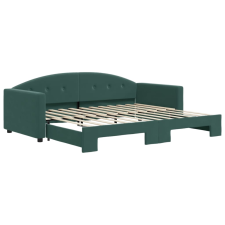 vidaXL sötétzöld kihúzható bársony heverő 90 x 200 cm (3197303) ágy és ágykellék