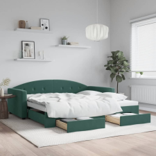 vidaXL sötétzöld kihúzható bársony heverő fiókkal 100 x 200 cm ágy és ágykellék