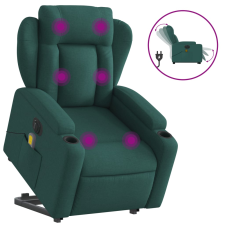vidaXL sötétzöld szövet dönthető elektromos álló masszázsfotel (3204524) masszázsfotel