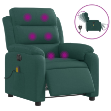 vidaXL sötétzöld szövet elektromos dönthető masszázsfotel (3204974) masszázsfotel