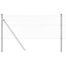 vidaXL Szalagkerítés 7 oszloppal 0.8x10 m Galvanizált acél (3351124) építőanyag